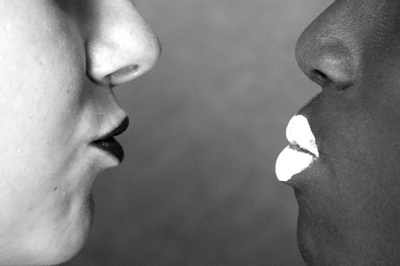 black and white kiss
